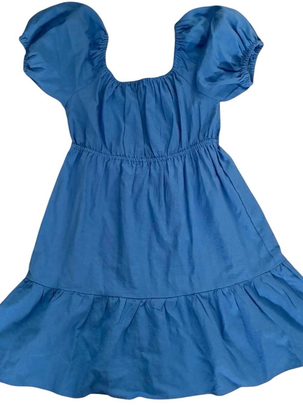 Love Tree Blue Midi Dress Women’s Medium Puff Sleeve Boho Flowy Summer Dress
